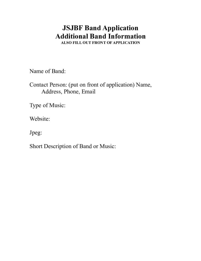 JSJBF Membership Band Info Form